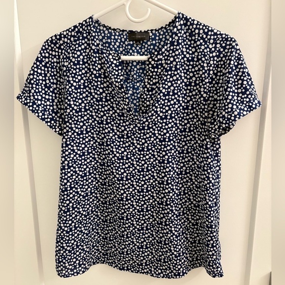 The Limited Tops - Short Sleeve The Limited Blue and White Blouse Size Extra Small